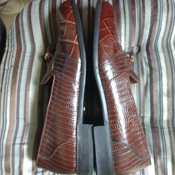 ❤️Mens STACY ADAMS Genuine Snake Tassled Loafers Shoes Sz 12 M